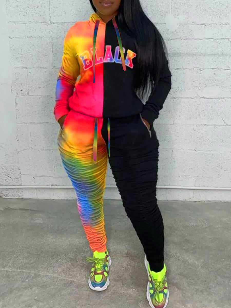LW Plus Size Hooded Collar Tie-dye Patchwork Tracksuit Sweatsuit Set, Multi
LW Plus Size Hooded Collar Tie-dye Patchwork Tracksuit Sweatsuit Set, Multi
