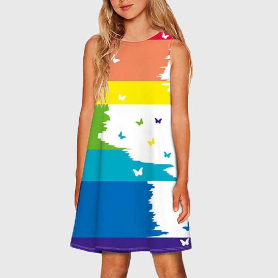 Lovely Girl Casual Butterfly Print Striped Multicolor Knee Length Dress, Multicolor mstn
Lovely Girl Casual Butterfly Print Striped Multicolor Knee Length Dress, Multicolor mstn