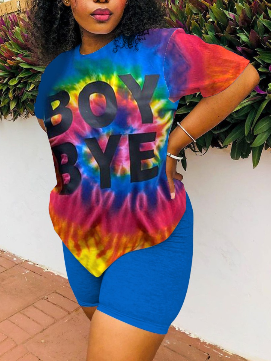 Lovely Plus Size Street Tie Dye Letter Print Multicolor Two-piece Shorts Set, Multi
Lovely Plus Size Street Tie Dye Letter Print Multicolor Two-piece Shorts Set, Multi