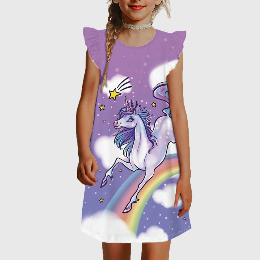 Lovely Girl Casual Cartoon Star Print Flounce Design Purple Knee Length Dress
Lovely Girl Casual Cartoon Star Print Flounce Design Purple Knee Length Dress
