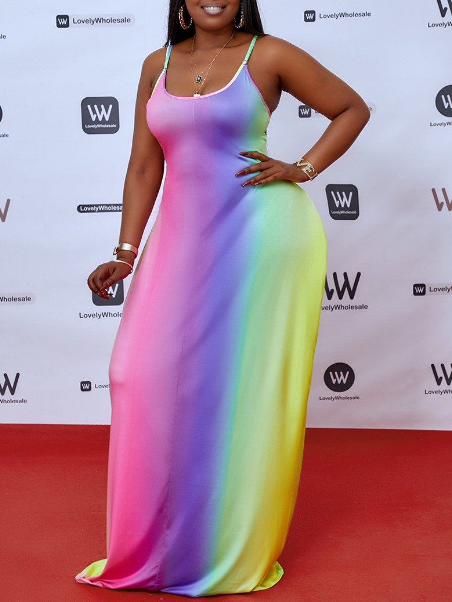 LW BASICS Plus Size Boho U Neck Gradient Multicolor Floor Length Dress, Multi
LW BASICS Plus Size Boho U Neck Gradient Multicolor Floor Length Dress, Multi