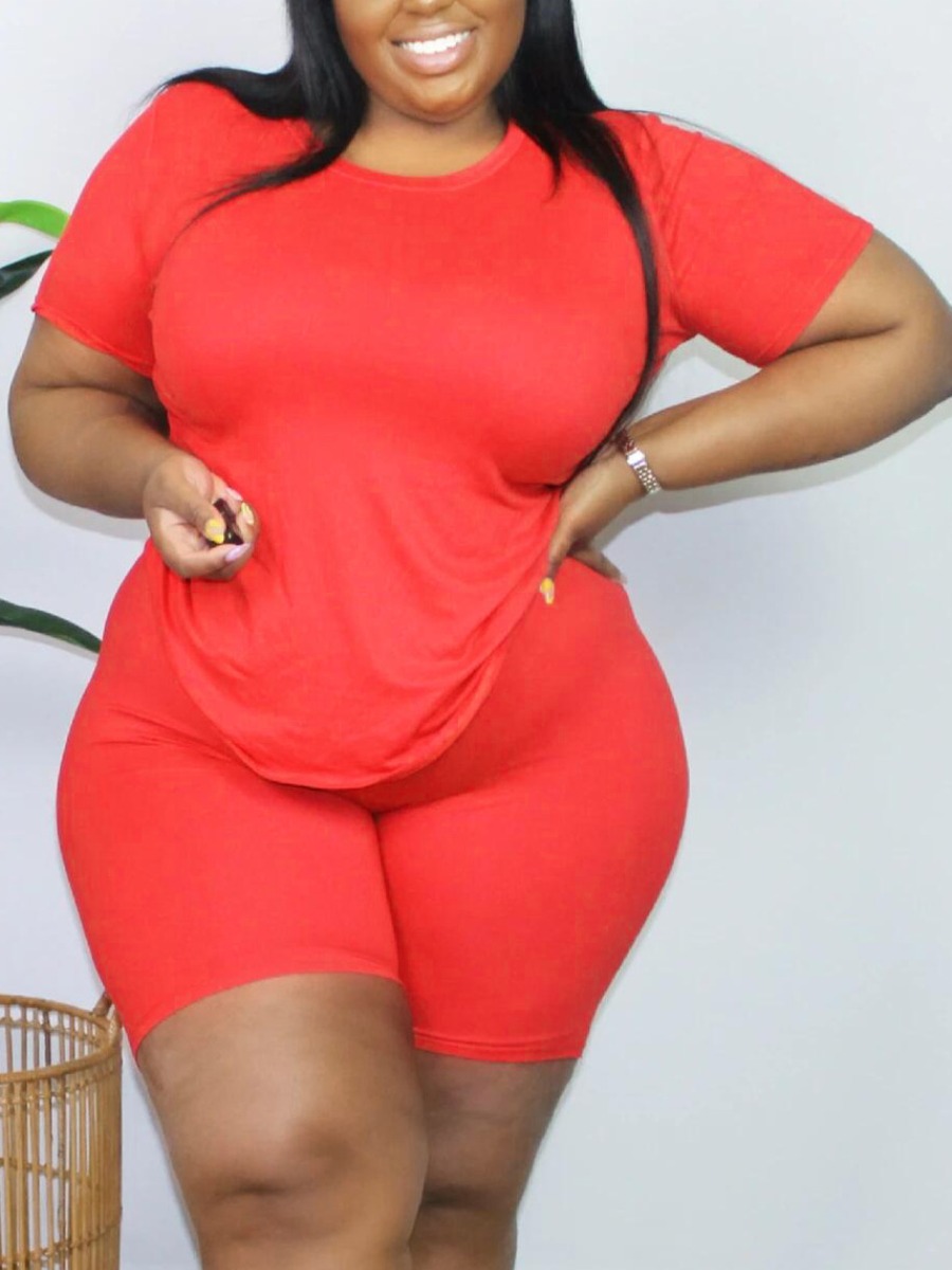 Lovely Plus Size Casual O Neck Elastic Watermelon Red Two-piece Shorts Set
Lovely Plus Size Casual O Neck Elastic Watermelon Red Two-piece Shorts Set