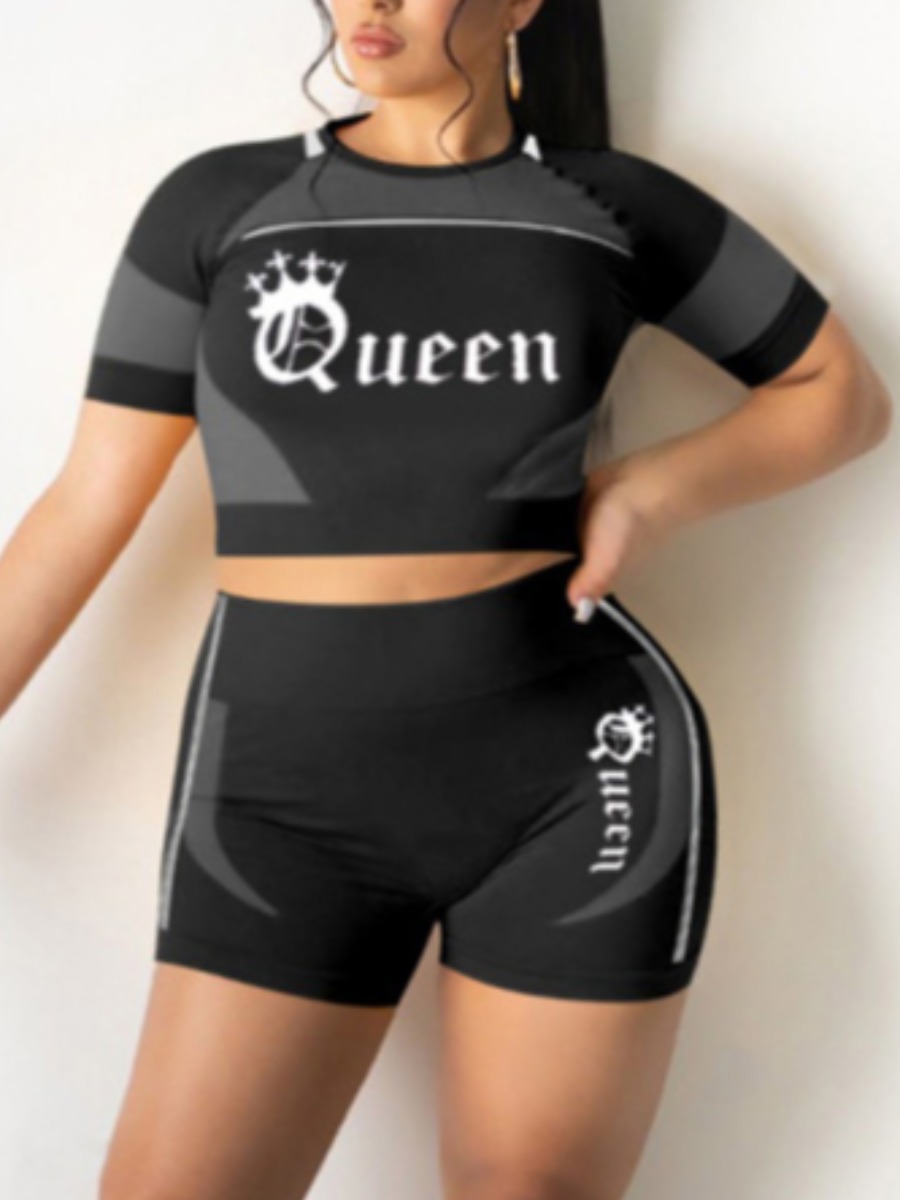 Lovely Plus Size Sporty Letter Print Patchwork Black Two-piece Shorts Set
Lovely Plus Size Sporty Letter Print Patchwork Black Two-piece Shorts Set