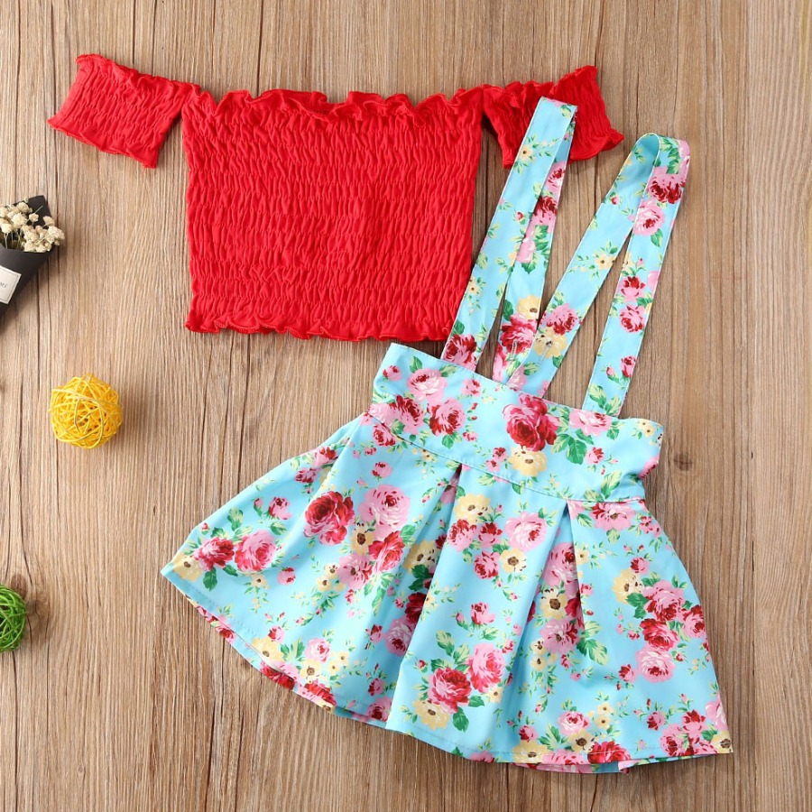 Lovely Girl Street Off The Shoulder Floral Print Overall Red Two Piece Skirt Set 
Lovely Girl Street Off The Shoulder Floral Print Overall Red Two Piece Skirt Set