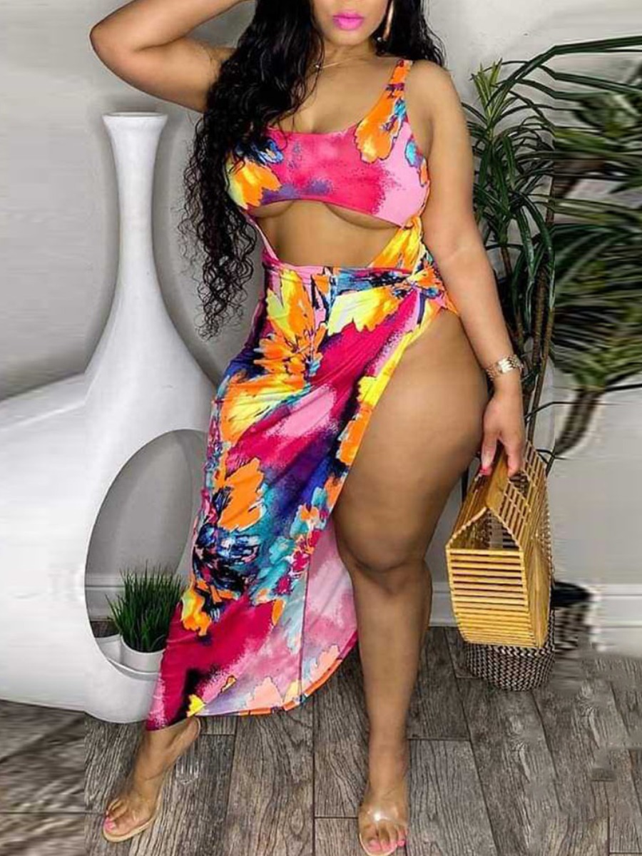Lovely Boho U Neck Hollow-out Multicolor One-piece Swimsuit (With Cover-up), Multi
Lovely Boho U Neck Hollow-out Multicolor One-piece Swimsuit (With Cover-up), Multi