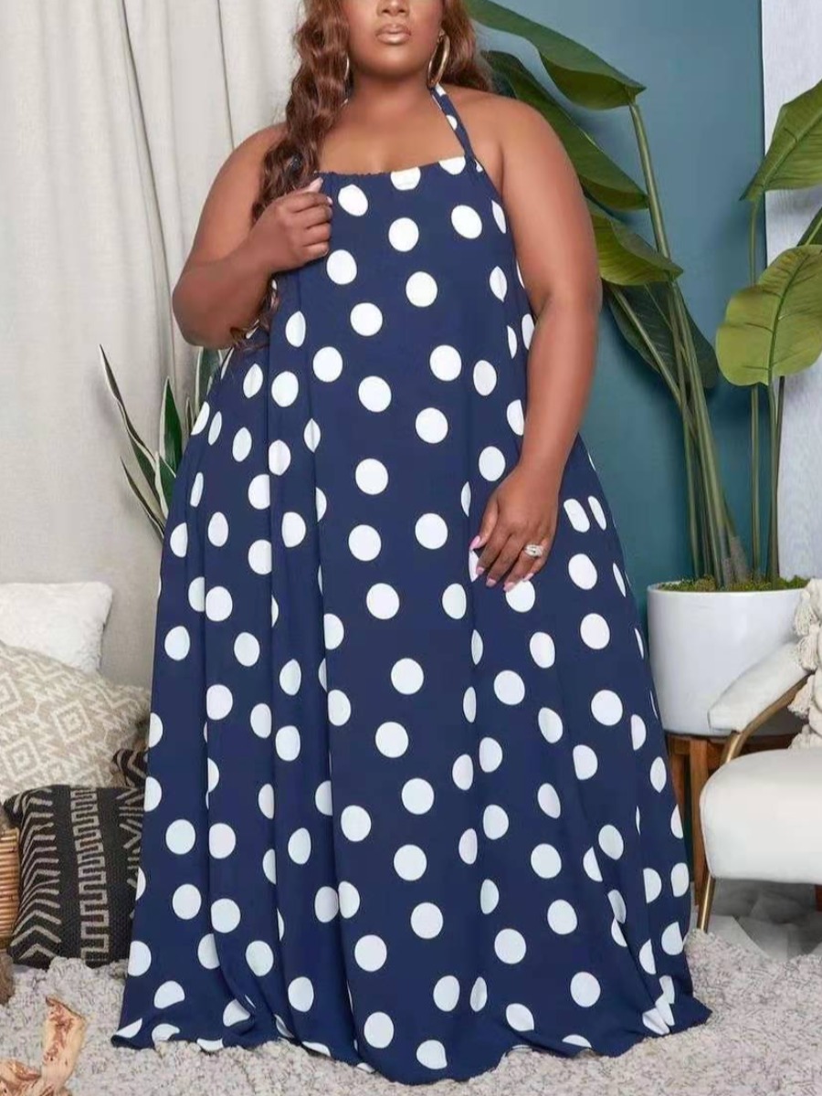 Lovely Plus Size Boho Dot Print Spaghetti Strap Blue Floor Length A Line Dress
Lovely Plus Size Boho Dot Print Spaghetti Strap Blue Floor Length A Line Dress