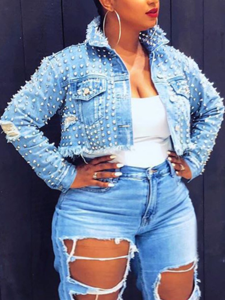 LW Plus Size Street Turndown Collar Rivet Decoration Baby Blue Denim Coat
LW Plus Size Street Turndown Collar Rivet Decoration Baby Blue Denim Coat