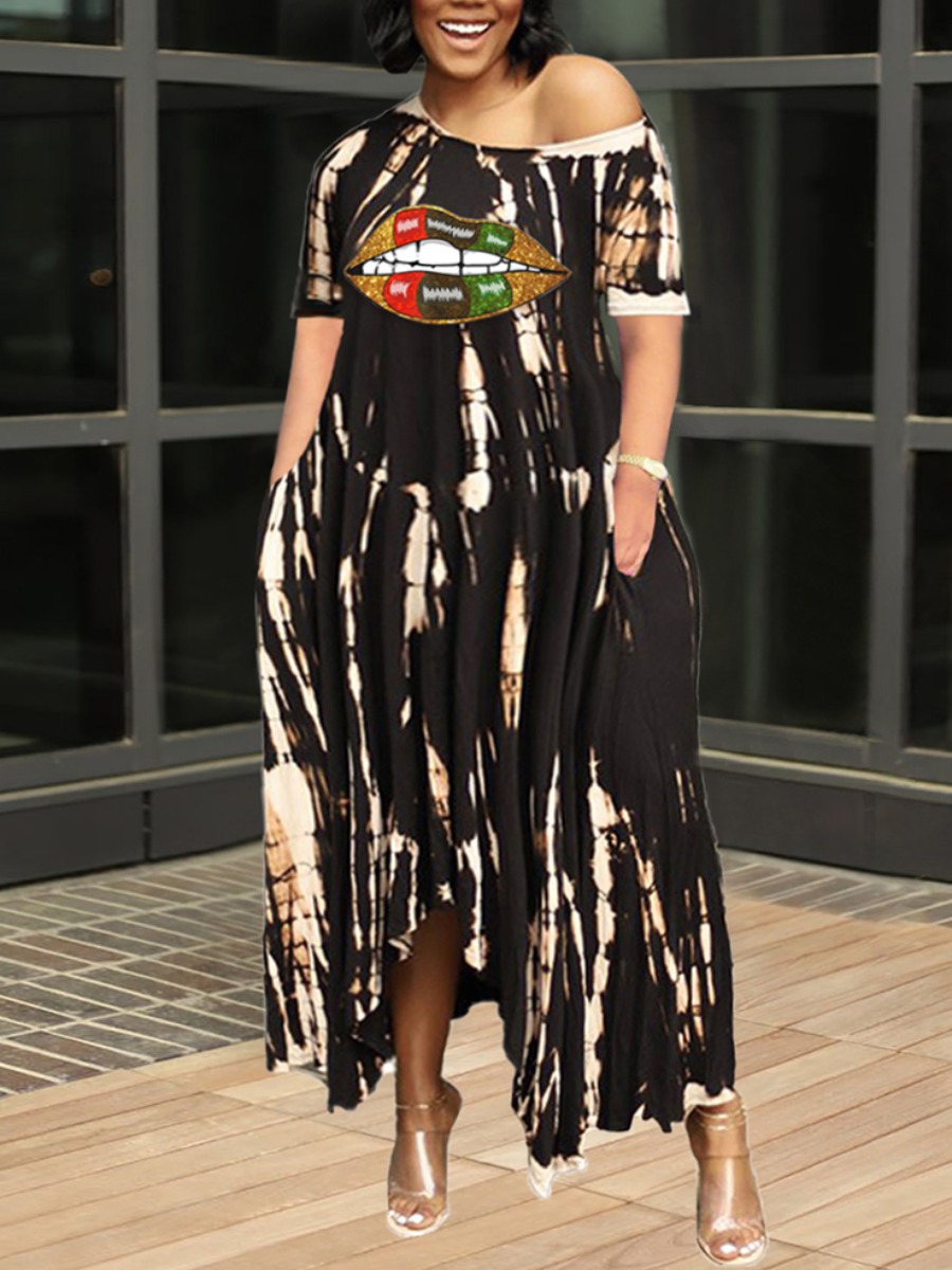 Lovely Plus Size Casual Lip Print Tie-dye Brown Ankle Length Asymmetrical Dress
Lovely Plus Size Casual Lip Print Tie-dye Brown Ankle Length Asymmetrical Dress