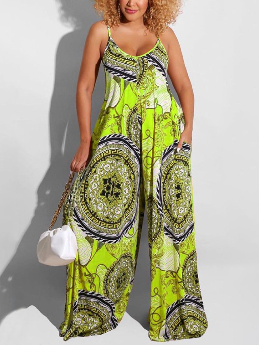 LW BASICS Plus Size Street V Neck Floral Print Grass Green One-piece Jumpsuit
LW BASICS Plus Size Street V Neck Floral Print Grass Green One-piece Jumpsuit