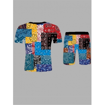 Lovely Men Street Cashew Print Patchwork Multicolor Two Piece Shorts Set, Multi
Lovely Men Street Cashew Print Patchwork Multicolor Two Piece Shorts Set, Multi