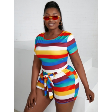 Lovely Plus Size Casual Striped Bandage Design Multicolor Two-piece Shorts Set, Multicolor mstn
Lovely Plus Size Casual Striped Bandage Design Multicolor Two-piece Shorts Set, Multicolor mstn
