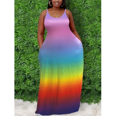 Lovely Plus Size Casual U Neck Gradient Print Multicolor Floor Length Dress, Multi
Lovely Plus Size Casual U Neck Gradient Print Multicolor Floor Length Dress, Multi
