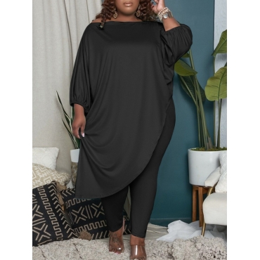 LW COTTON Plus Size Casual Off The Shoulder Asymmetrical Black Two-piece Pants Set
LW COTTON Plus Size Casual Off The Shoulder Asymmetrical Black Two-piece Pants Set