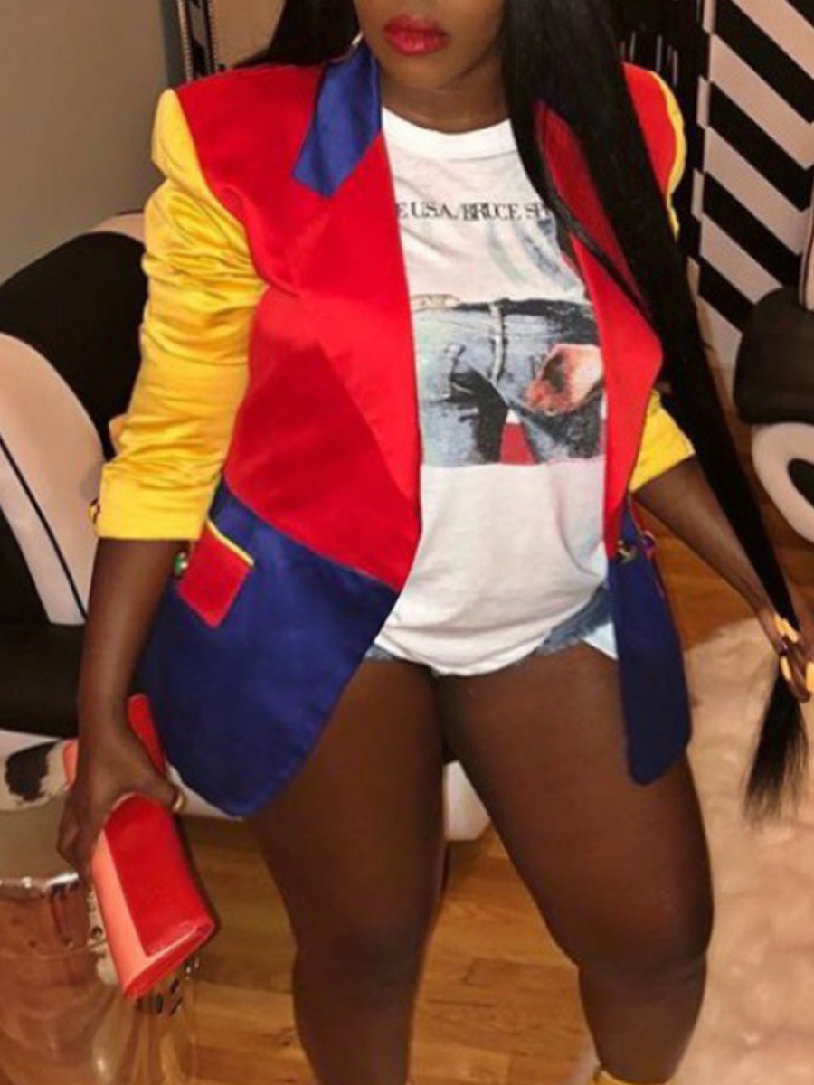 LW Plus Size Single Button Patchwork Blazer, Red
LW Plus Size Single Button Patchwork Blazer, Red