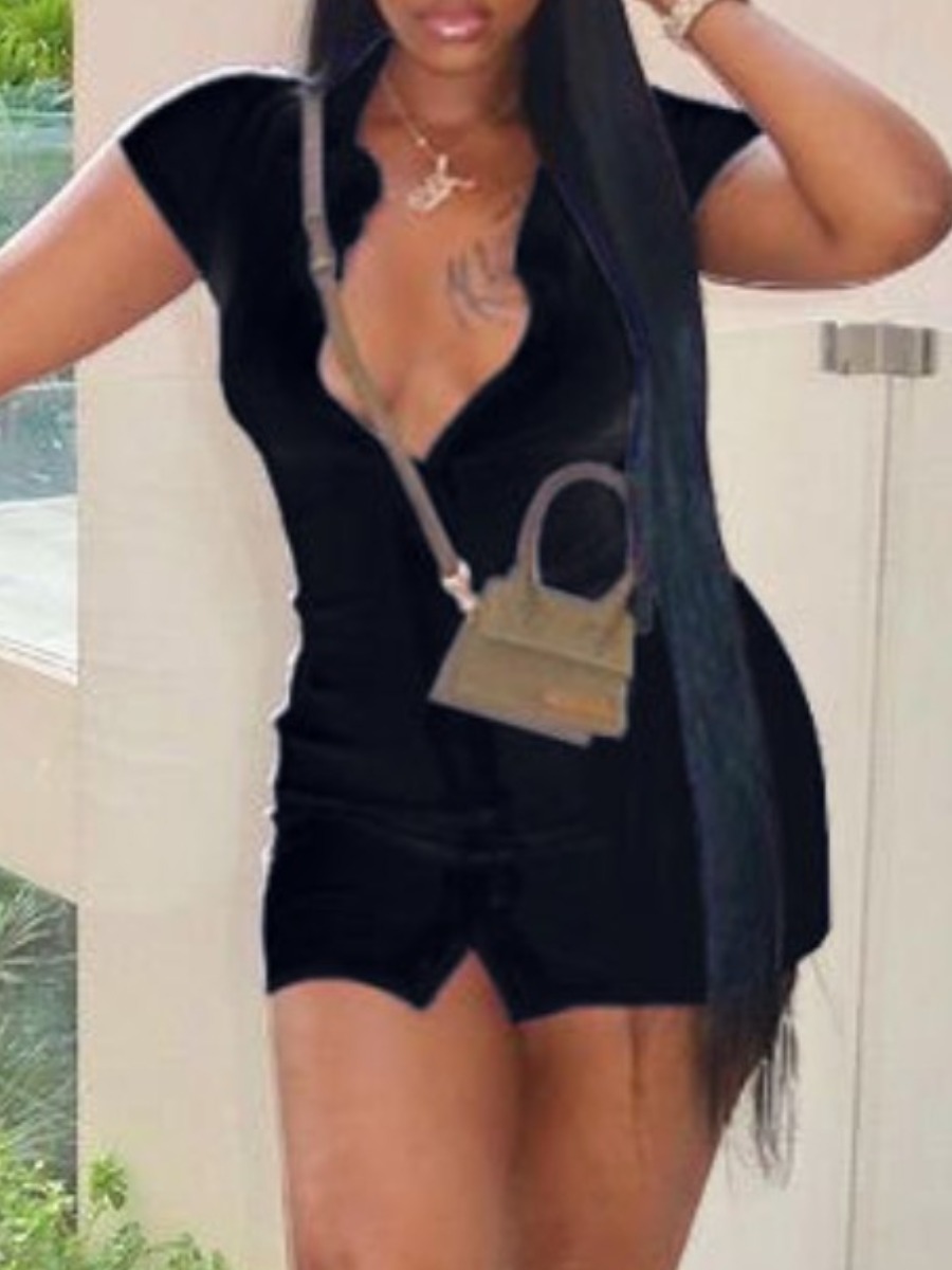 LW Button Design Bodycon Dress, Black 
LW Button Design Bodycon Dress, Black