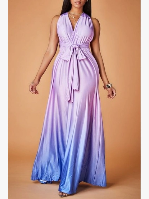 knee length dresses for ladies LONG FLOWY PURPLE DRESS