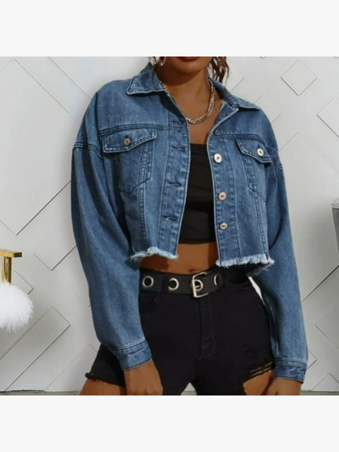 lovely Street Turndown Collar Tassel Design Blue Denim Jacket Sale LovelyWholesale