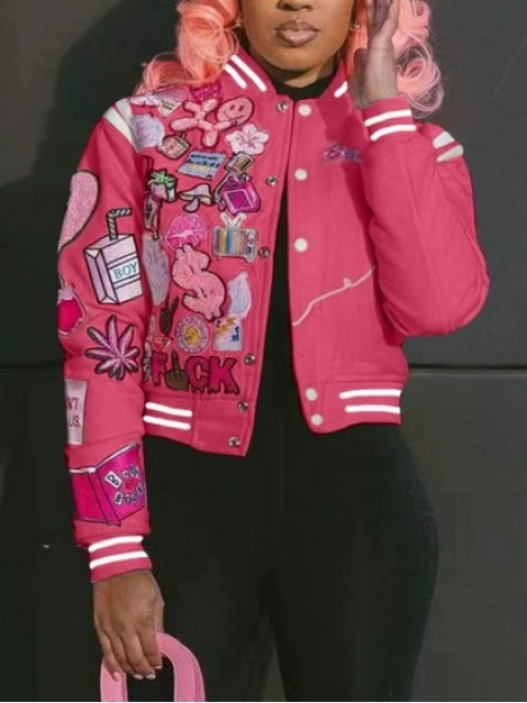 LW Cartoon Decor Striped Jacket Sale LovelyWholesale