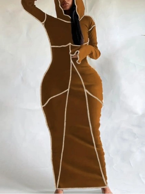 plus size hooded bodycon dress Deep V Hooded Plus Size Polyester Solid Color Sexy Party Autumn Winter   Canary Houze