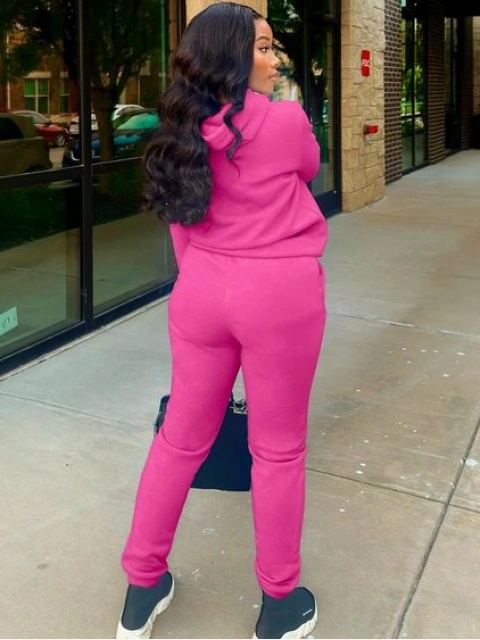 LW Lace Up Solid Color Regular Two-piece Pants Set