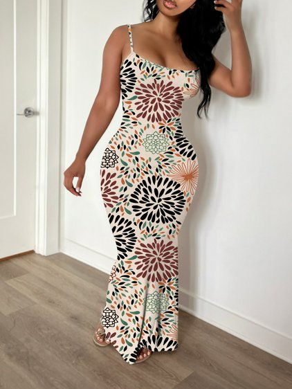 lovelywholesale maxi dresses Lovely Casual Cartoon Print White Maxi Dress Sale