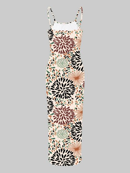 lovelywholesale maxi dresses LovelyWholesale Woman's Elegant polyester Strap Square Neck Fishtail  Bodycon Dress Sleeveless Maxi Dress