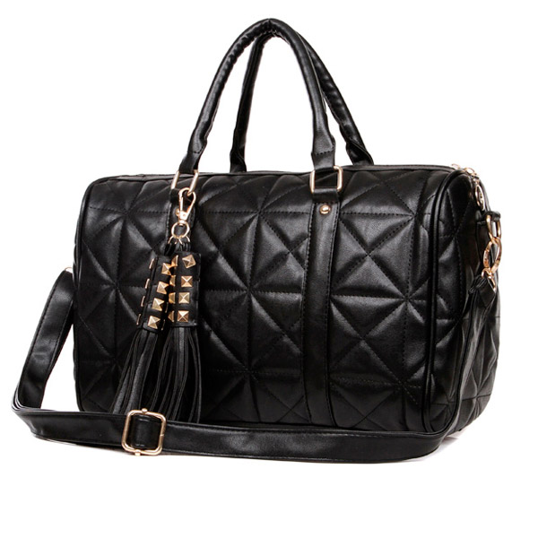 Fashion Tassels Embellished and Zipper Clutches Design Solid Black