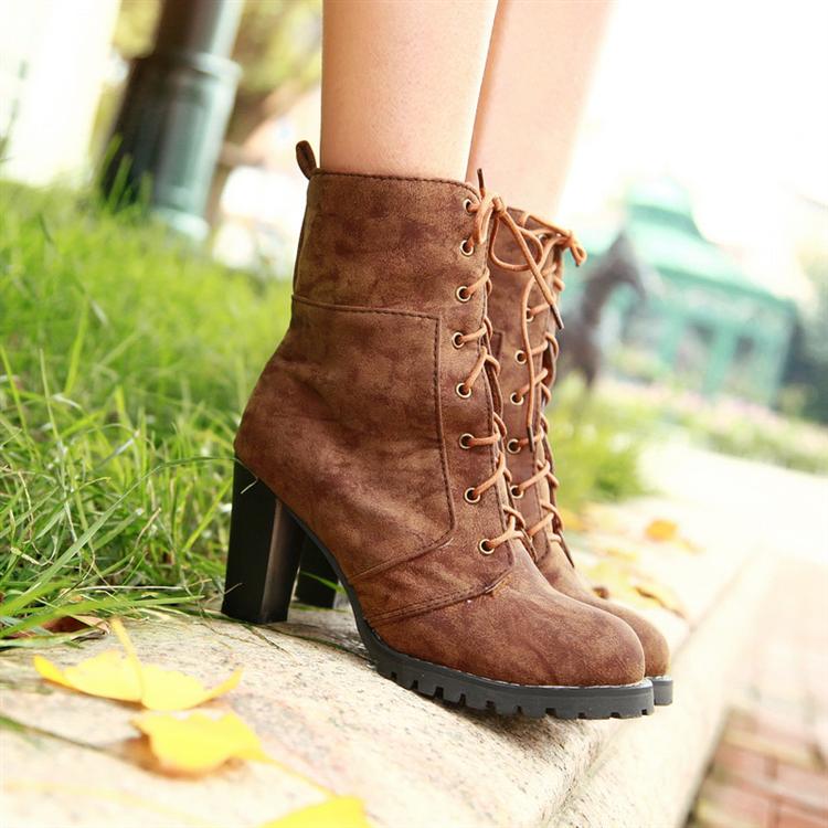 mid calf boots with chunky heel