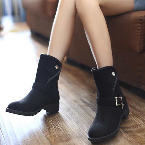 slip on chunky heel ankle boots