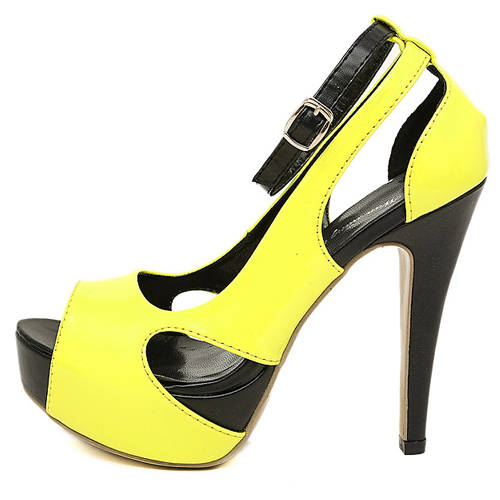 yellow ankle strap shoes