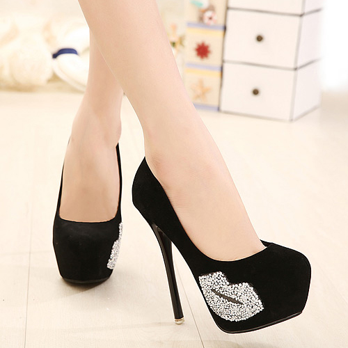 Fashion Round Toe Closed Stiletto High Heel Basic Black PU Pumps_Pumps ...