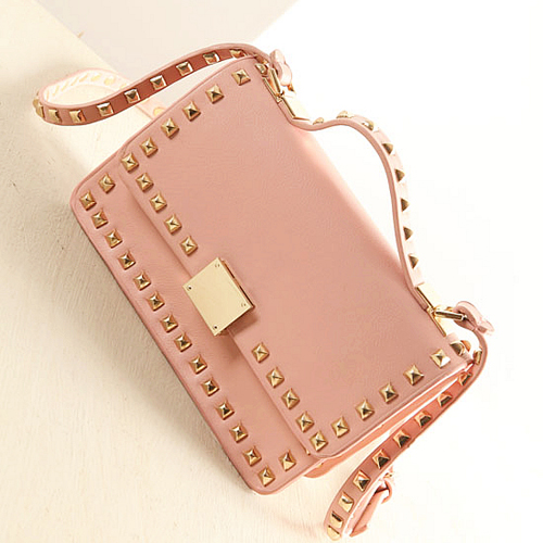 Fashion Women Solid Zipper Pink PU Shoulder Bag_Messenger&Crossbody_Bags_Accessories