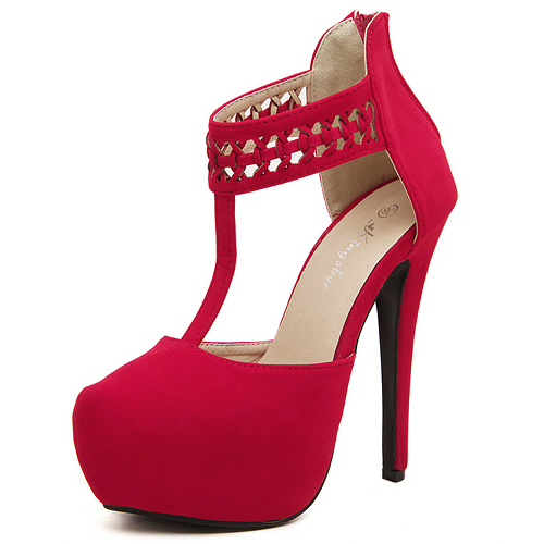 Fashion Stiletto High Heel Red Suede Sandals