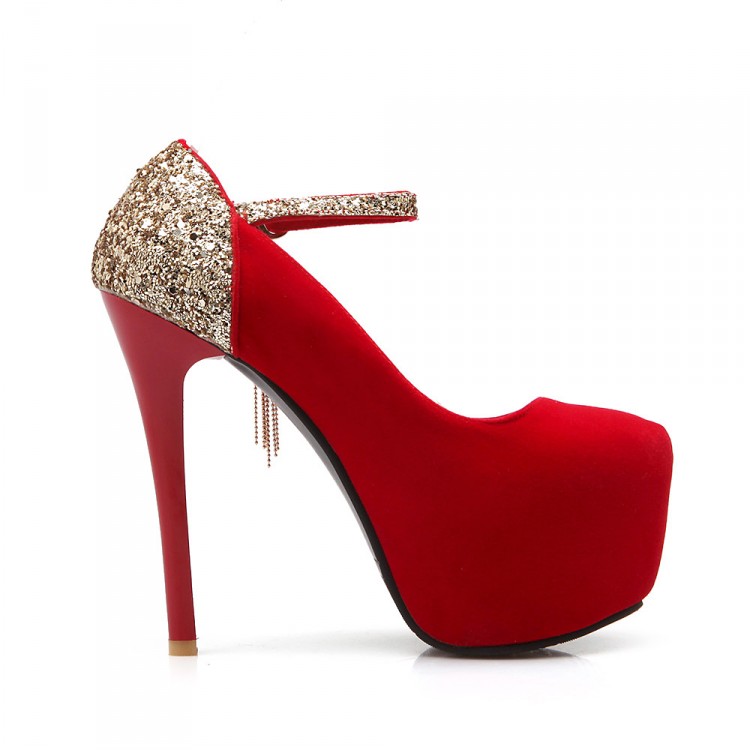 Cheap Fashion Round Closed Toe Sequined Patchwork Platform Cheap Fashion Round Closed Toe Sequined Patchwork Platform