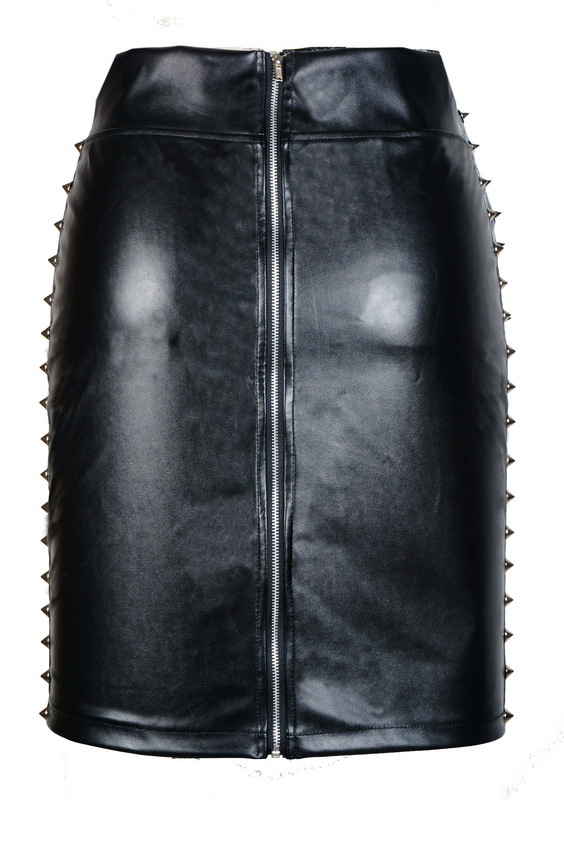 Cheap Sexy Solid Black Faux Leather Sheath Mini Skirt_Skirts_Bottoms