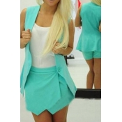 Fashion Sleeveless Blue Polyester Two-piece Outfit