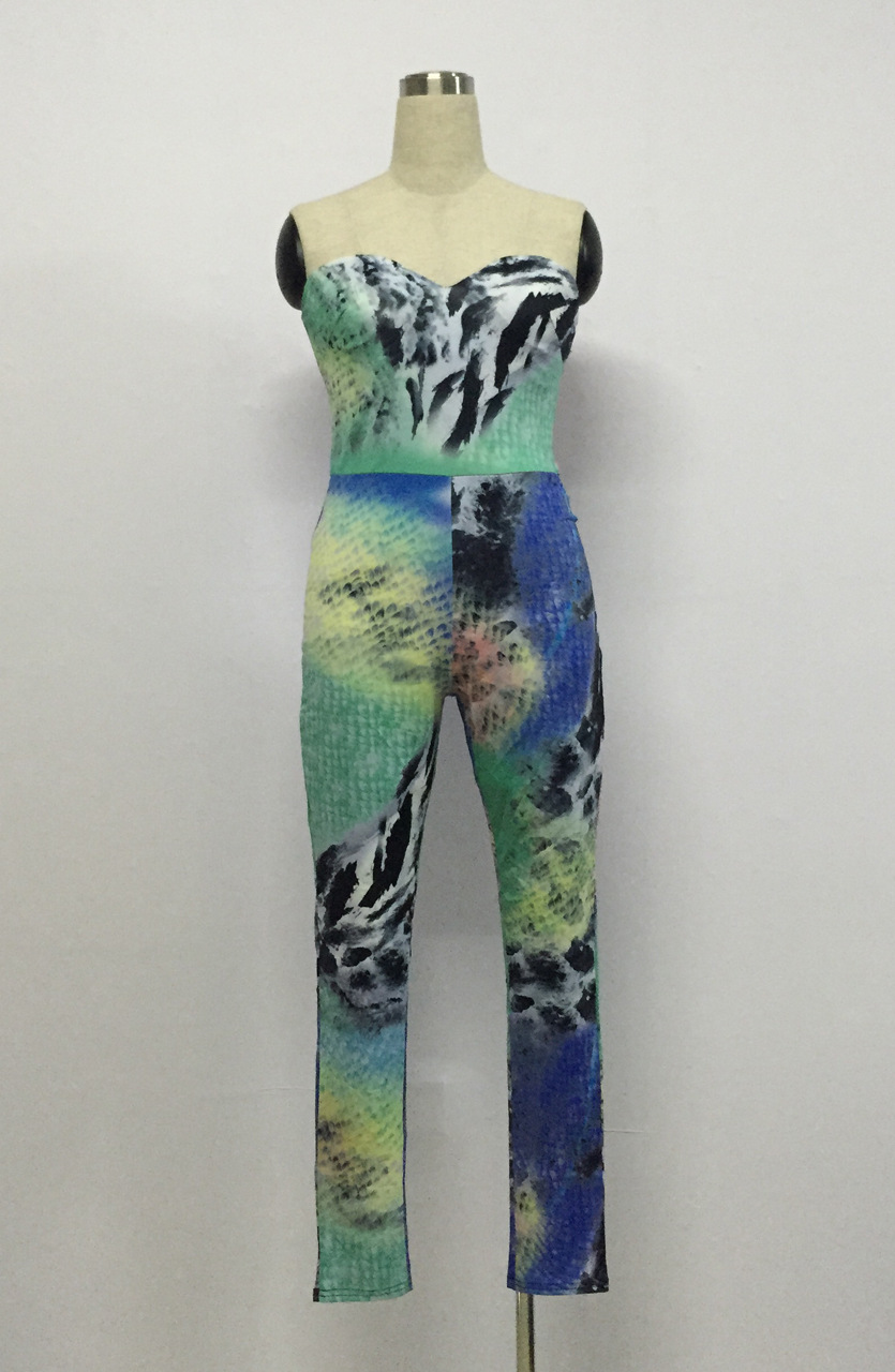 Fashion Floral Print Skinny  Polyester Jumpsuits от Lovelywholesale WW
