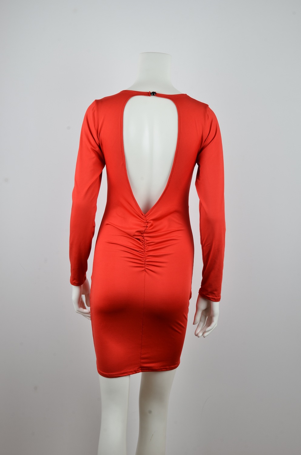 Sexy V Neck Long Sleeves Red Polyester Sheath Knee Length Dress Dresses Lovelywholesale