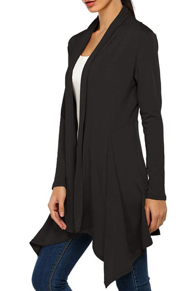 black asymmetrical cardigan