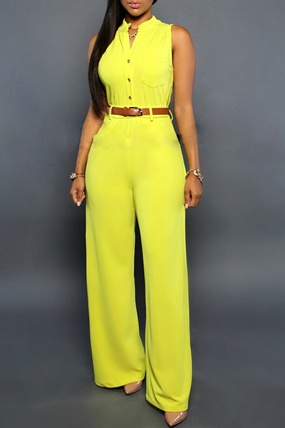 sleeveless yellow suit