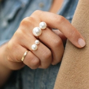 Fashion Pearl Decoration Golden Ring