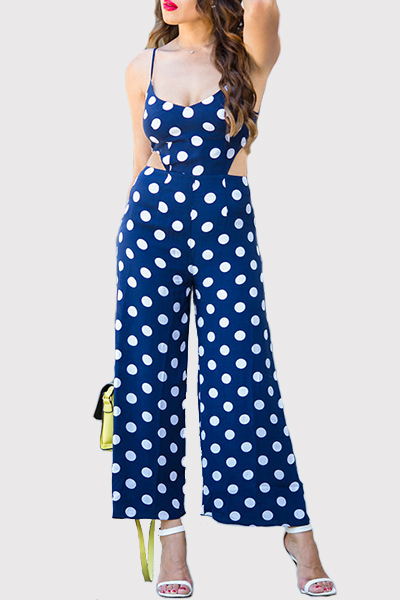 Spaghetti Strap Dot Sleeveless Jumpsuits