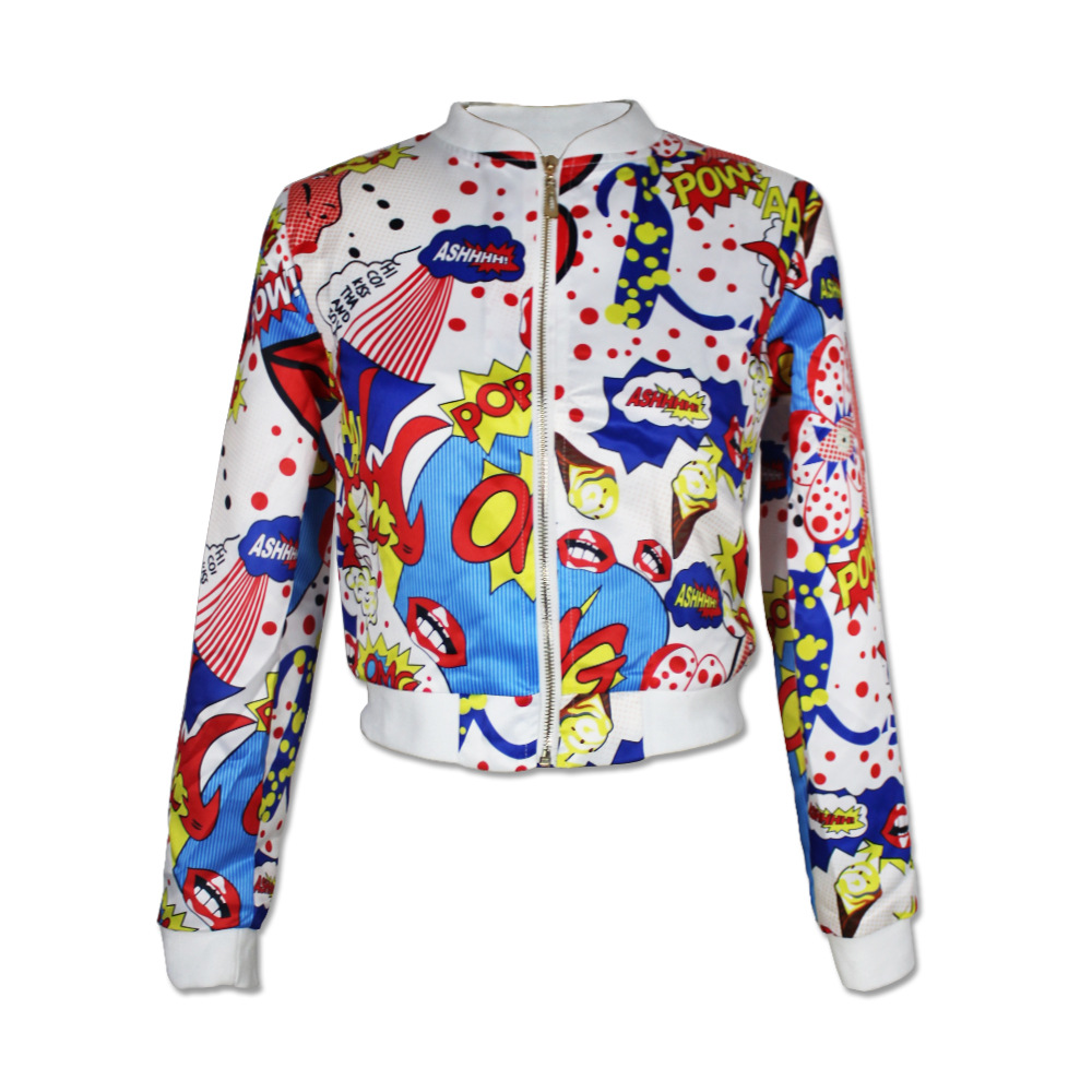 Euramerican Long Sleeves Printed Zipper Design Cotton Coat_Coat&Jacket_Outerwear&Coats 