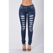 Euramerican Low Waist Broken Holes Dark Blue Cotto