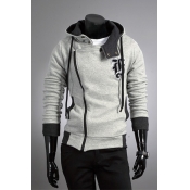 Casual Hooded Collar Long Sleeves Zipper Design Li