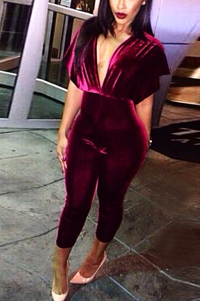 velvet short jumpsuit
