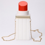 Stylish Lipstick Design White PU Clutches Bags