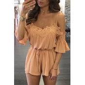 Charming Spaghetti Strap Half Sleeves Hollow-out O