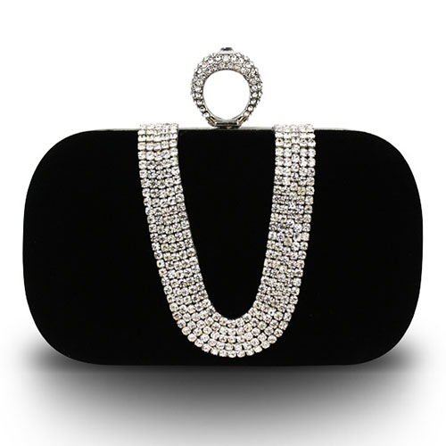 black suede effect clutch bag