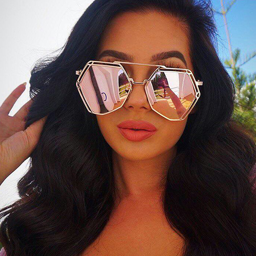 

Fashion Hollow-out Pink PC Sunglasses
